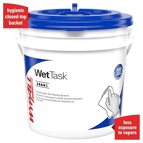 Miniatura 5 de WypAll Toallitas húmedas CriticalClean para blanqueador, desinfectantes y desinfectantes (06411), tirador central, blanco, cubo incluido (140