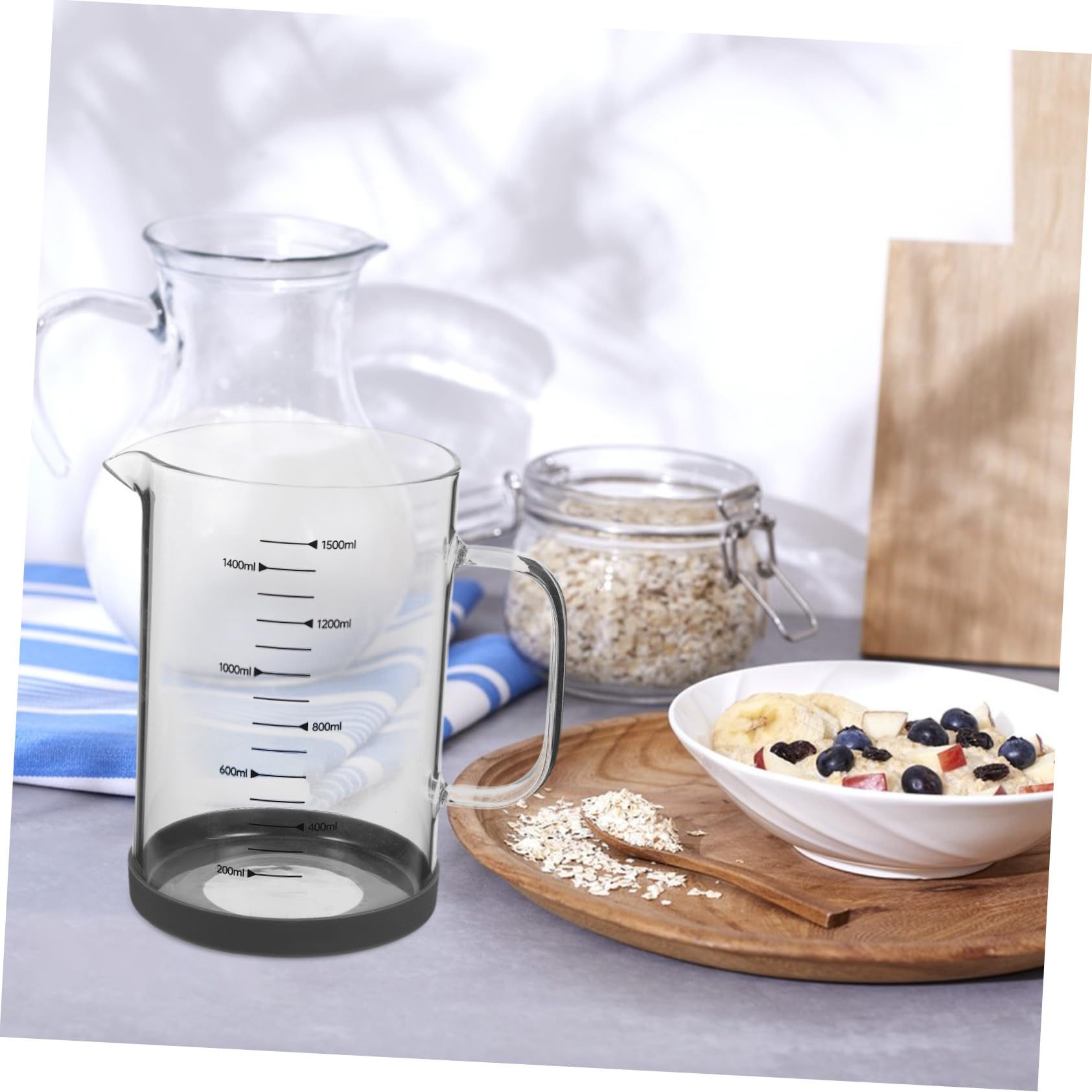 Verre Doseur en Verre 1500ml à Poignée pour Mesurer Liquides | Graduations Lisibles, Versement Facile, Usage la Cuisine et Hôtels, Nettoyage Simple
