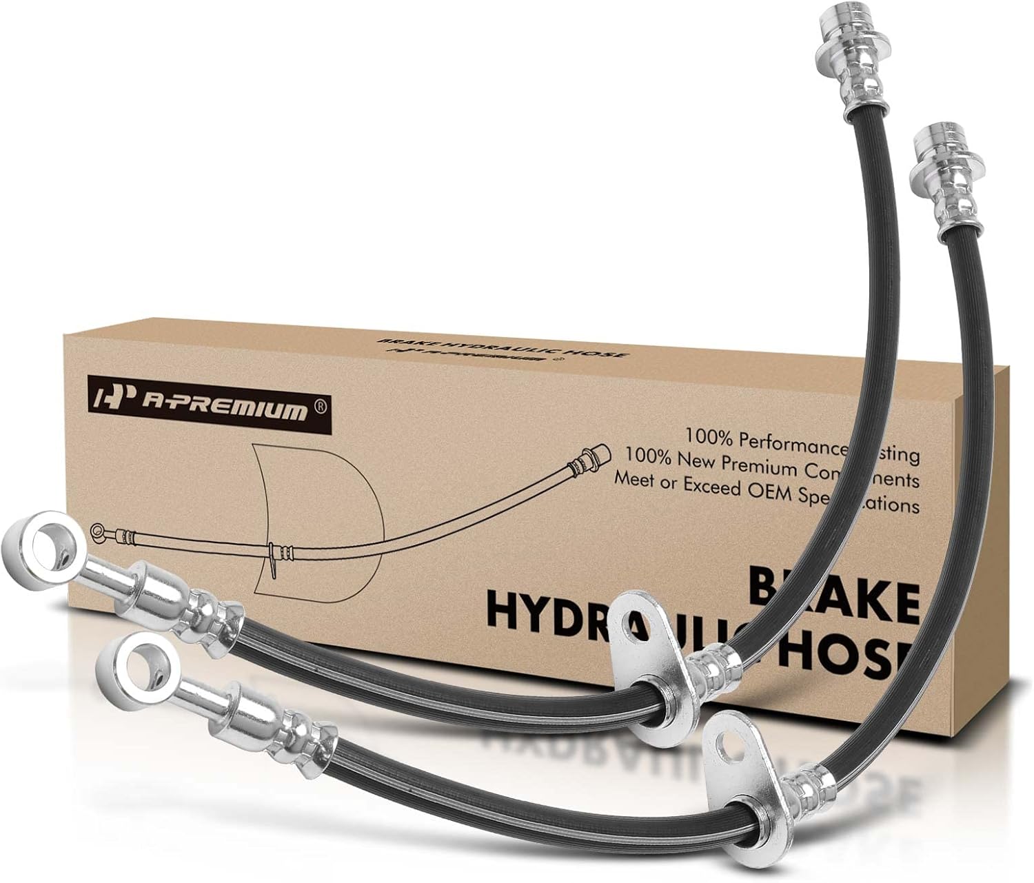A-Premium Front Driver and Passenger Brake Hydraulic Hoses Compatible with Select Honda Models - Ridgeline 2006 2007 2008 2009 2010-2014 - Replace# 01464SJCA00(Pack of 2)
