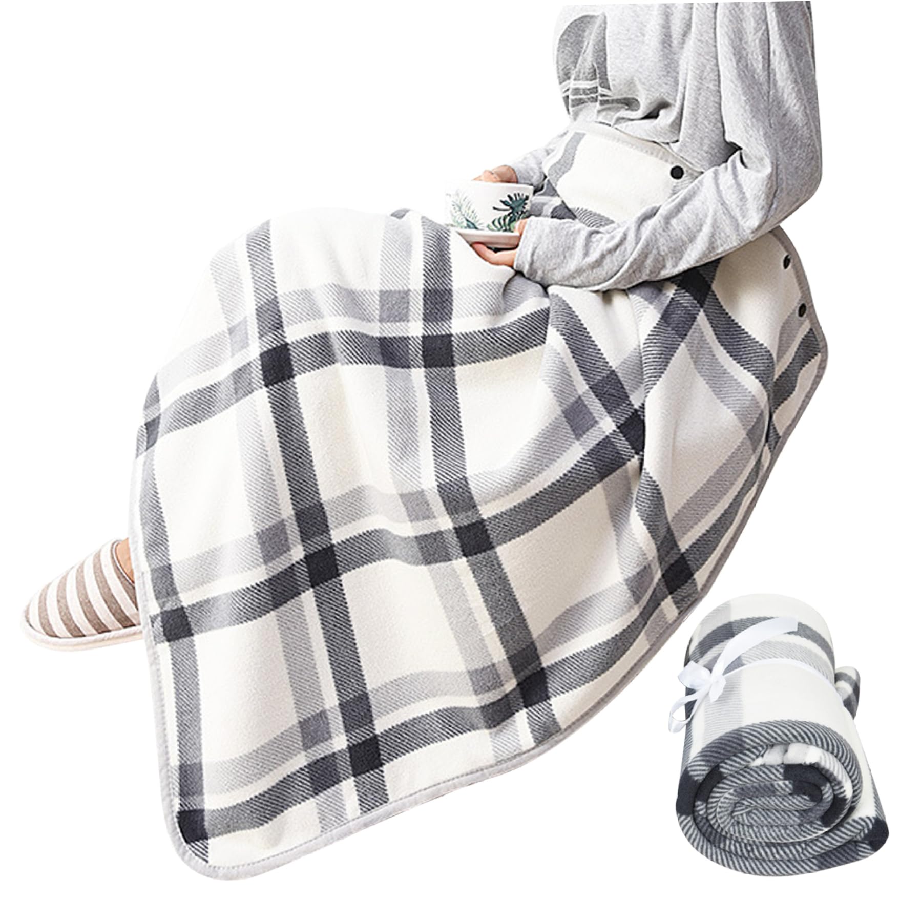 Couverture poncho polaire idée cadeau utile pour grand-parents et bureau
