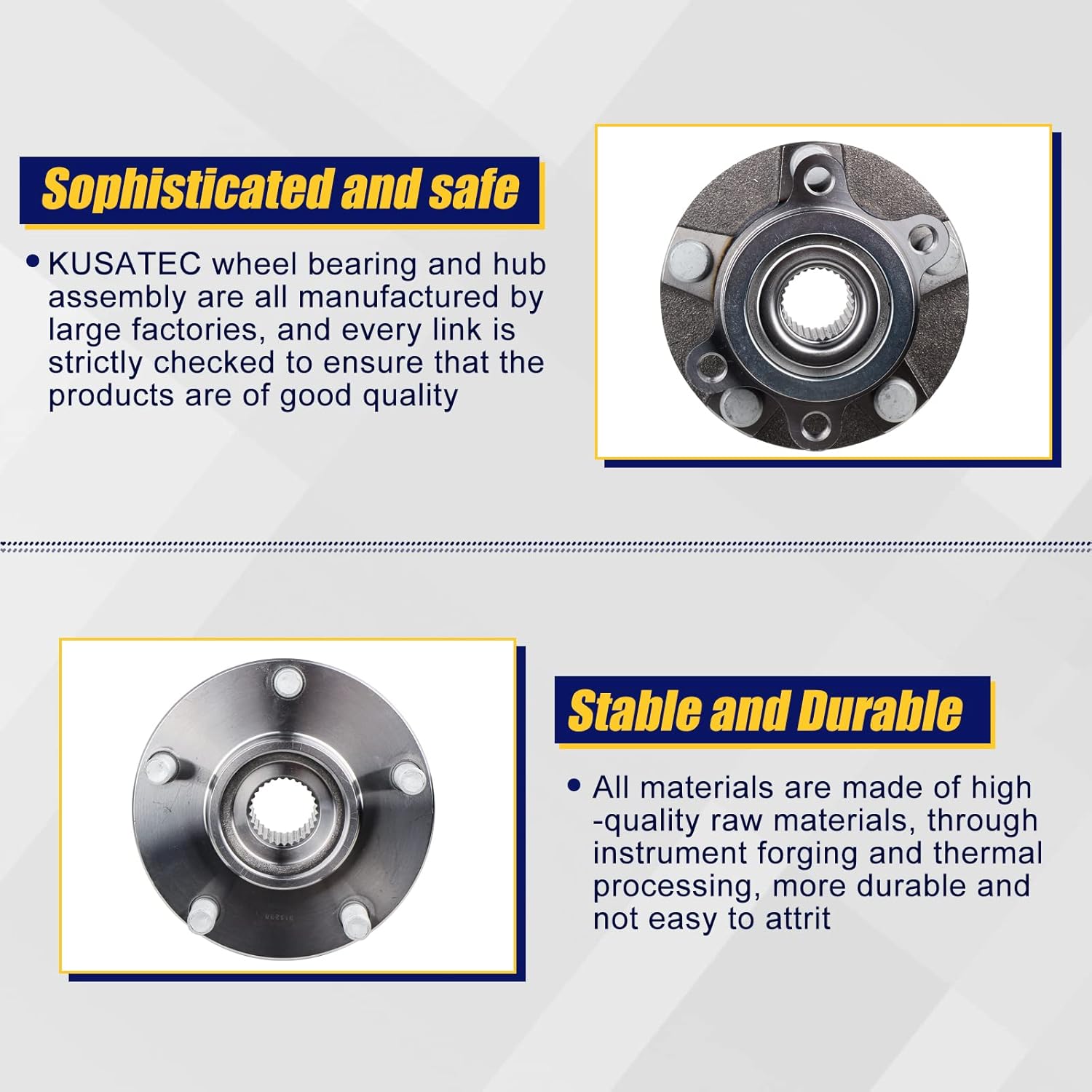 KUSATEC 513298 Front Wheel Bearing and Hub Assembly Compatible with Nissan Rogue 2008-2013, Select 2014 2015, Sentra 2.5L 2007-2012, 5 Lug Bolts