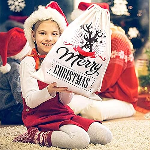 Miniatura 5 de Saco de Papá Noel de lona bolsa de Navidad para regalo personalizado de arpillera extra grande con cordón para los mejores regalos personalizados