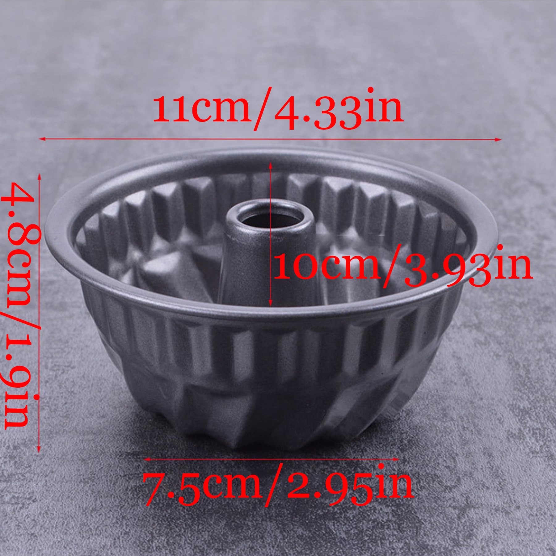 Paquete de 4 moldes estriados para tartas, juego de mini moldes para tartas de 4 pulgadas, acero al carbono, reutilizables, antiadherentes, moldes para hornear pequeños para Kugelhopf, pasteles, 2