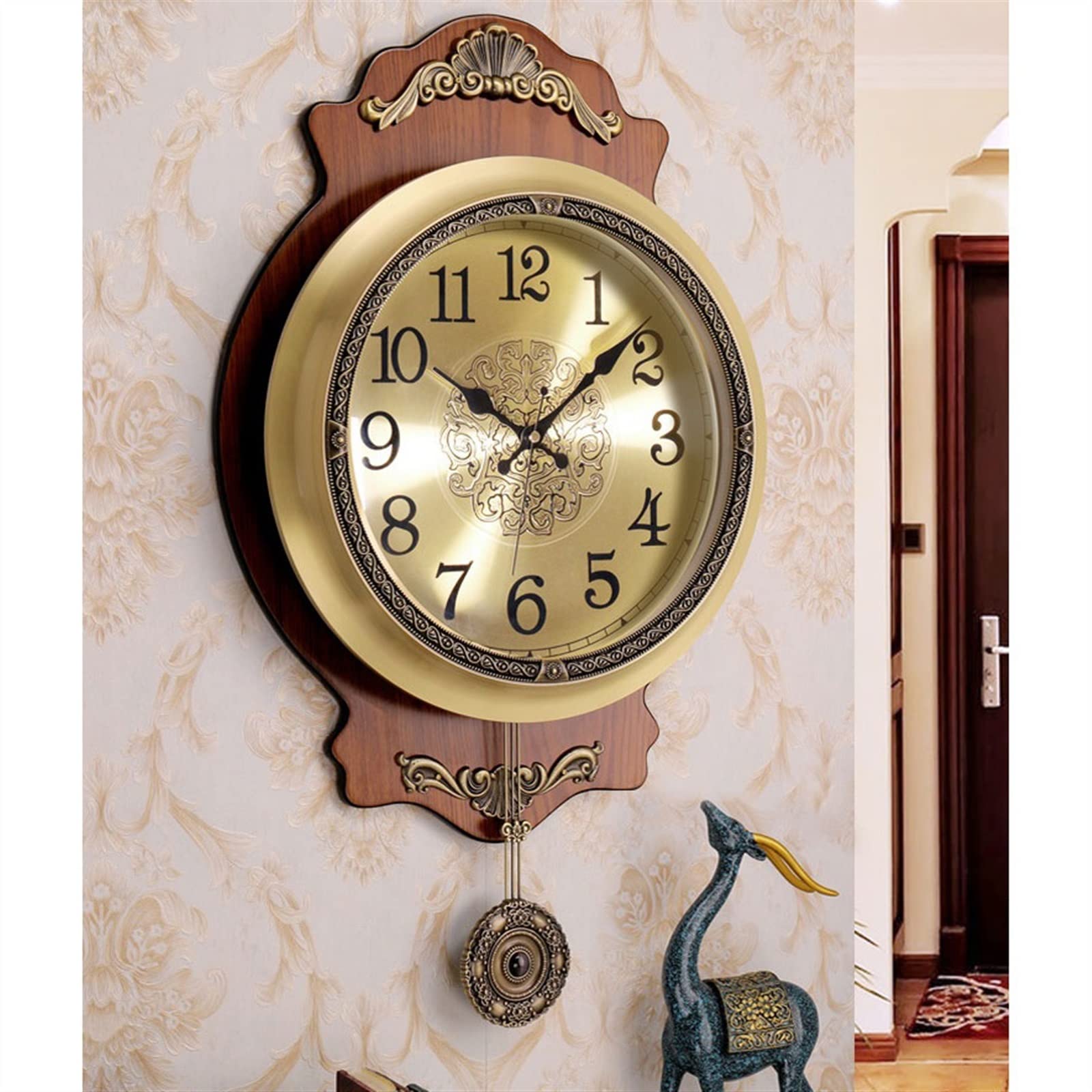 Cucina Orologio da parete in rame di lusso classico europeo al quarzo soggiorno con orologio a pendolo Decorazioni per interni