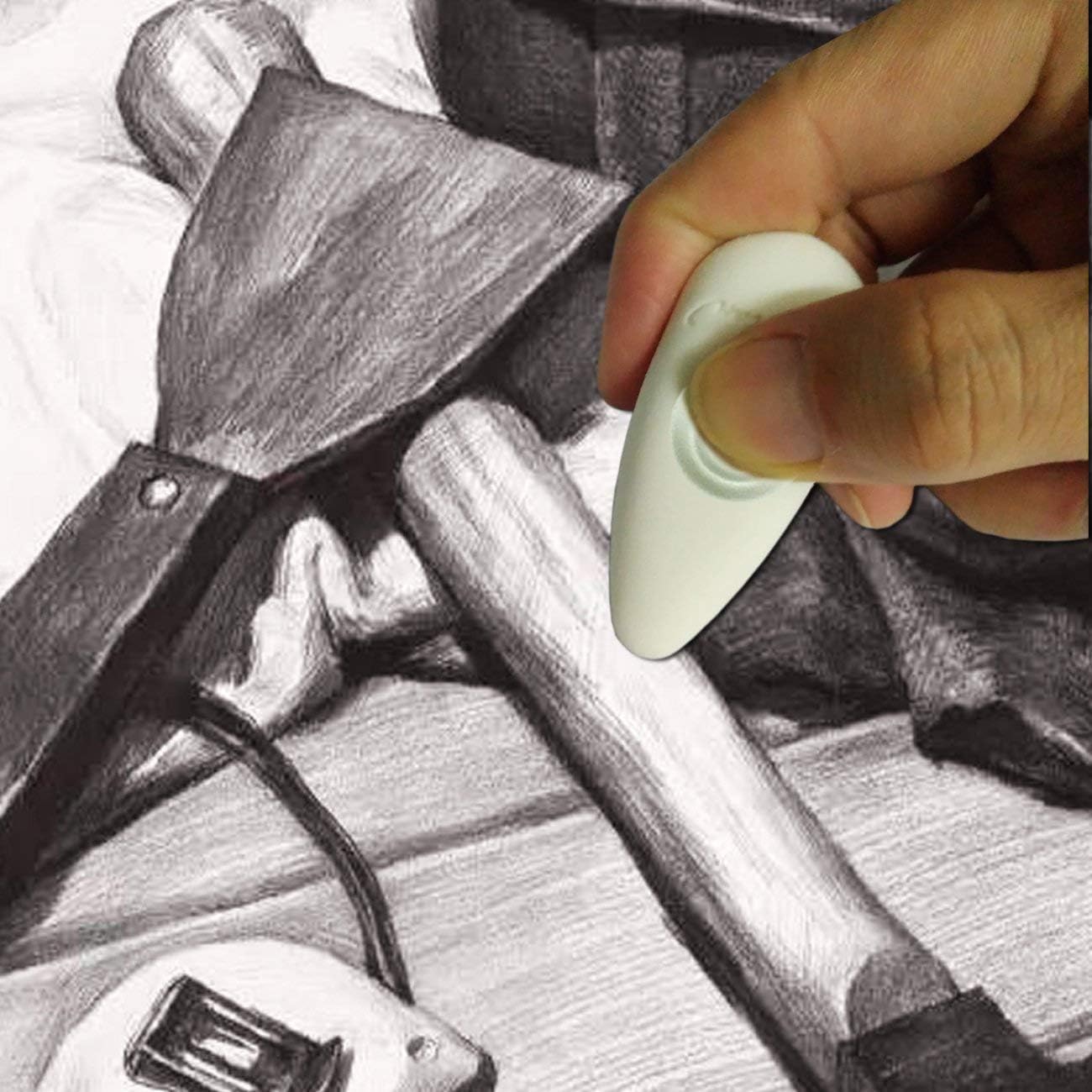 Magicdo Cube Erasers with Grip, Different Shapes Vinyl Eraser for Drawing, Sketch, Writing, Large Size, White, Pack of 4 : Office Products