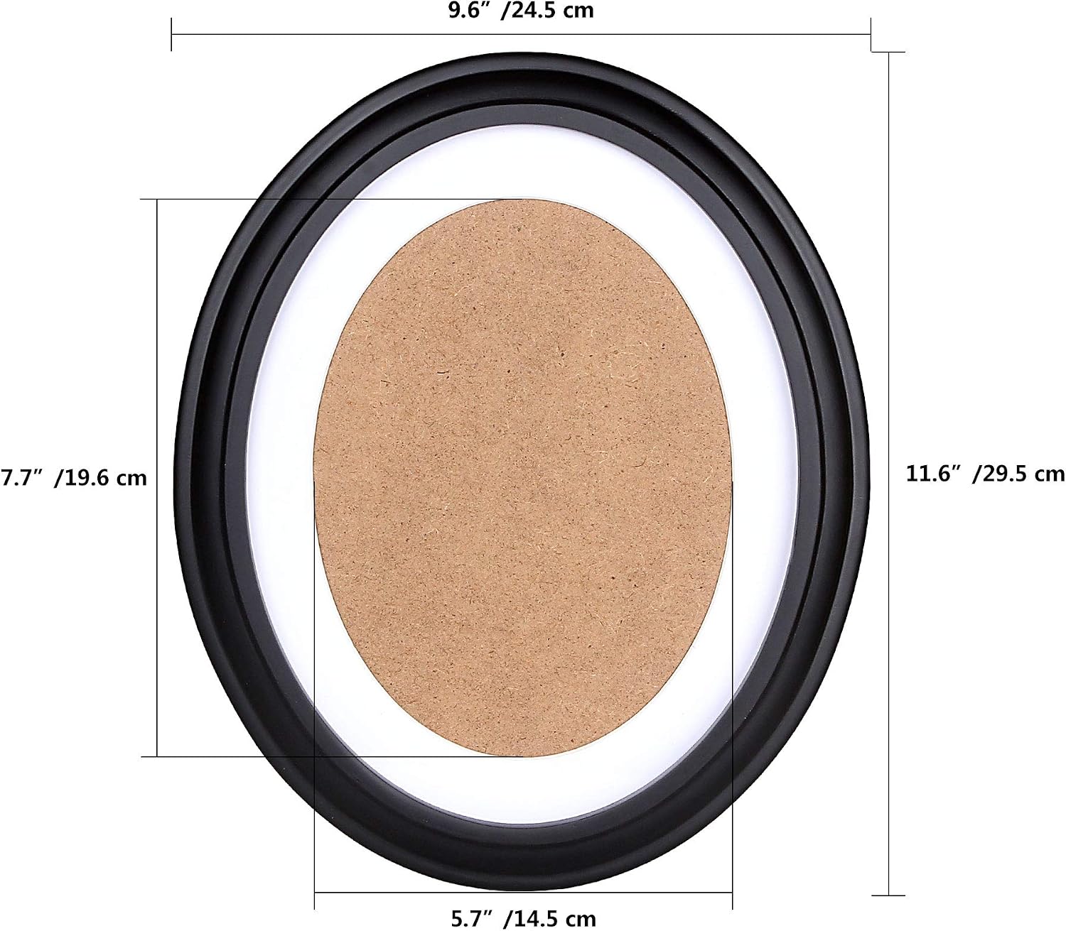 2 Pack Black Oval Picture Frames, 8"x10" Photo Picture Frames, Classic Oval Wood Oval Frames with Mounting Screws and Hooks