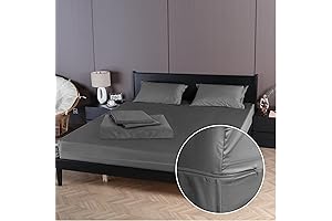 Zippered Sheets King Size - with 12" Deep Pockets | Grey