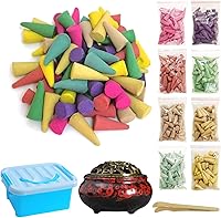 Vista 8 de Conos de incienso, 8 aromas de incienso mixtos (320 conos en total) y un quemador de incienso de cerámica. Cono de aroma natural, para meditación