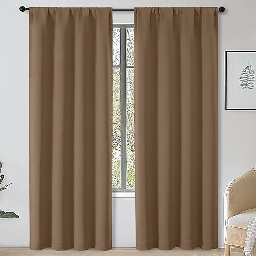 Miniatura 229 de OWENIE Sally Ever Green Cortinas Opacas para Dormitorio Sala de Estar 63 Pulgadas de Largo Juego de 2 Paneles, Aislamiento Térmico Ahorro de Energía