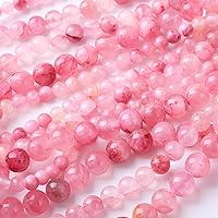 Vista 4 de Cuentas sueltas redondas de gemas naturales, cuentas de cristal de piedra energética para hacer joyas 15" (Cristales de cuarzo de fresa, jades, 6MM)