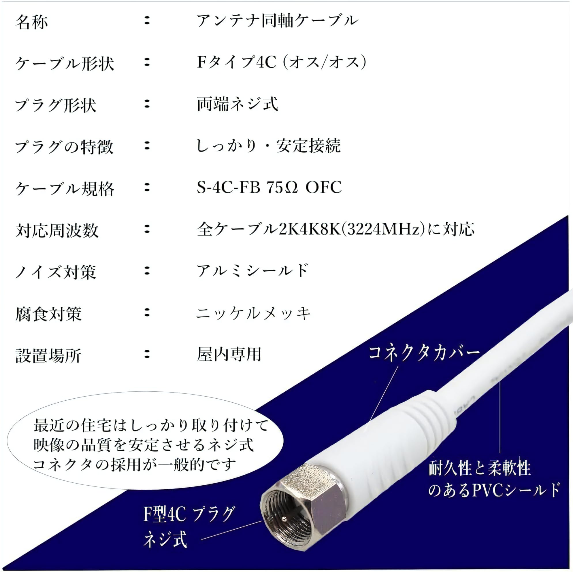 Amazon | アンテナケーブル(ネジ止めタイプ)/デジタル衛星放送