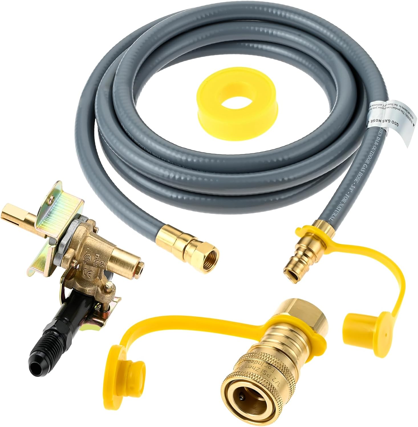 Aupoko 10 FT 3/8' ID Natural Gas Hose, Low Pressure LPG Hose with Quick Connect, Gas Burner Control Valve with LP Orifice Nozzles for Grills, Pizza Ovens, Heaters, Fire Pit, BBQ Gril and More