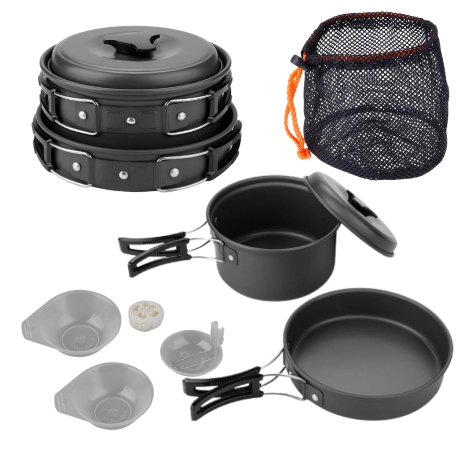 Camping Cooking Set, 8PCS Camping Mess Kit Camping Cookware Set Camping Pots and Pans Set for Outdoor Travel Camping Picnic