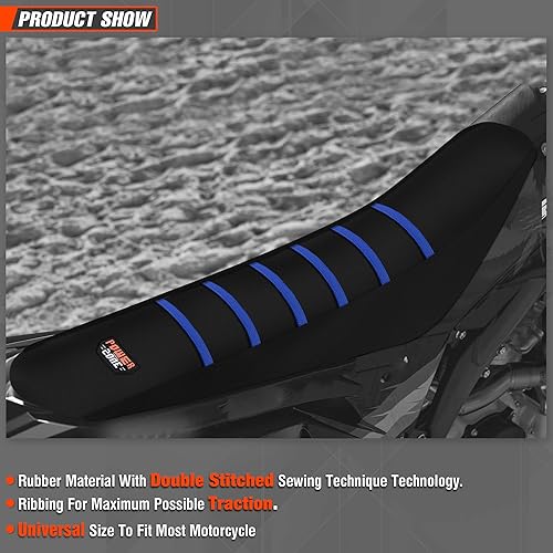 Miniatura 8 de Universal Funda de Asiento para Moto de Cross - Fundas de Asiento de Goma Suave Acanalada para Motocross Enduro Azul