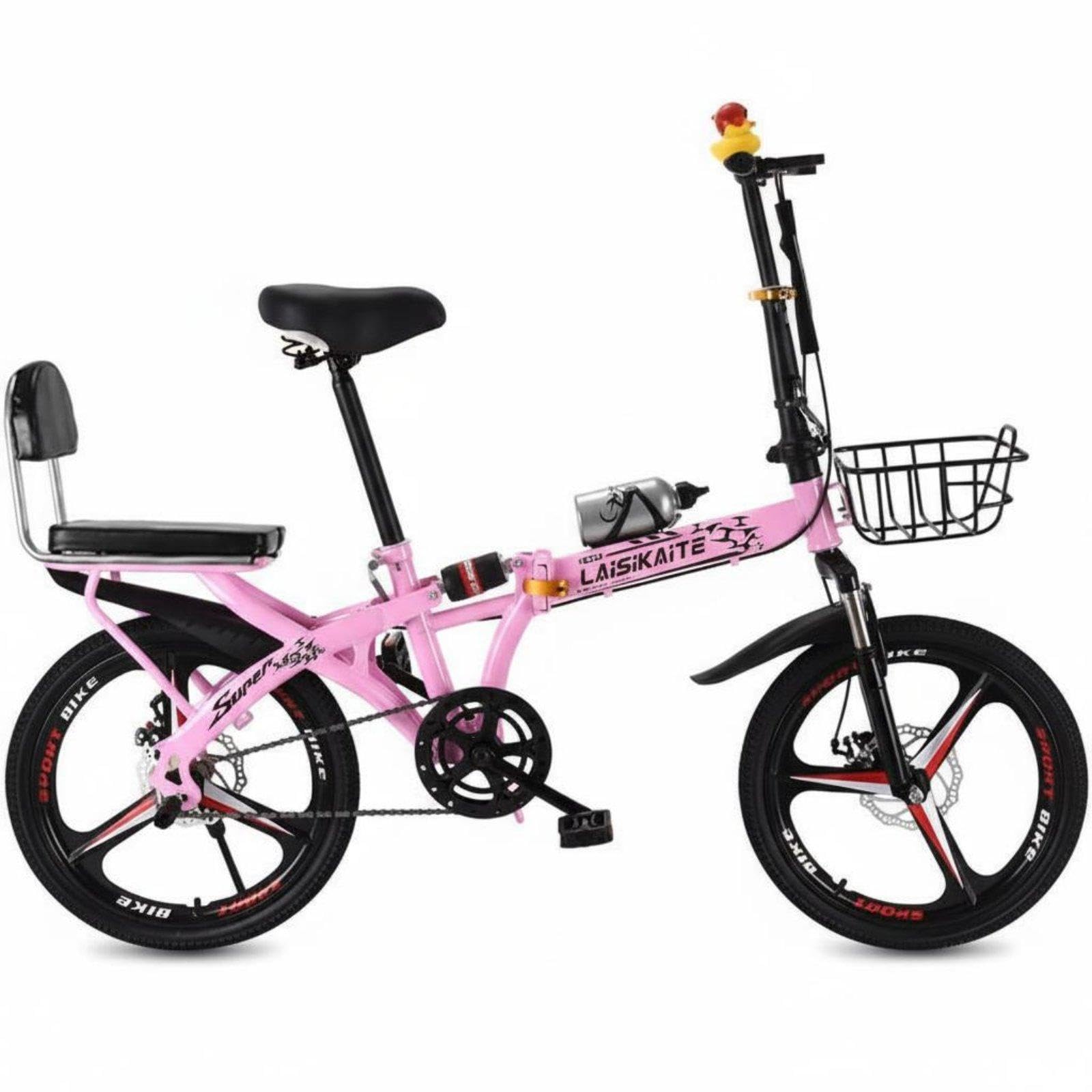 Variable Speed Folding Bike Foldable Folding Cycle Installation Portable Cycle for Students, Commuters, Commuting, Travel 20 Inch Ss 3-Spoke Pink-image-24