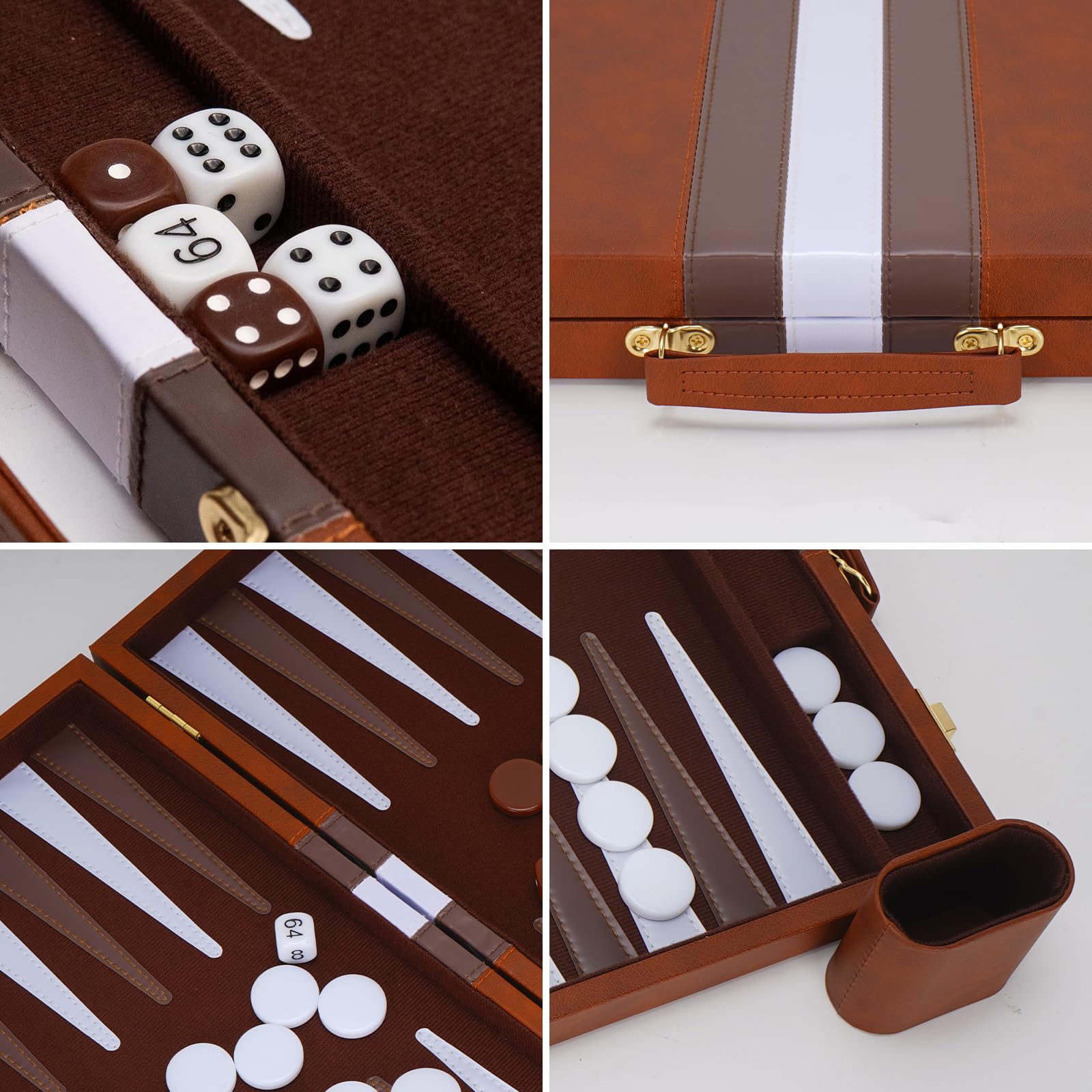 Set per backgammon, 38 x 24,5 cm, valigetta con rivestimento in feltro