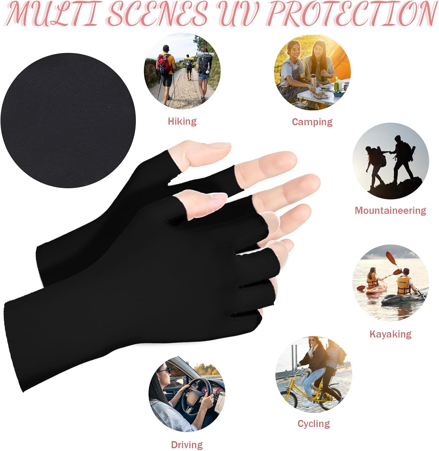 UV Gloves for Gel Nail Lamp, 6 Pcs (3 Pair) Anti UV Gloves for Gel Nail Lamp, Protection Glove for Manicures, Professional Fingerless Nails Tech Glove for Home Salon Use Nails DIY Accessories(3 Color)