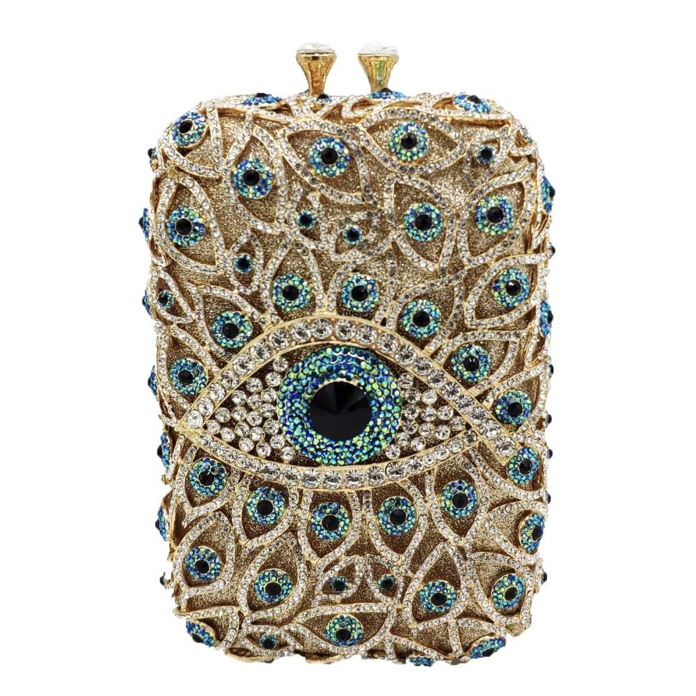 Boutique De FGG Evil Eye Clutch Purse for Women Glitter Evening Bags Crystal Clutch Party Dinner Rhinestone Handbag,Mini