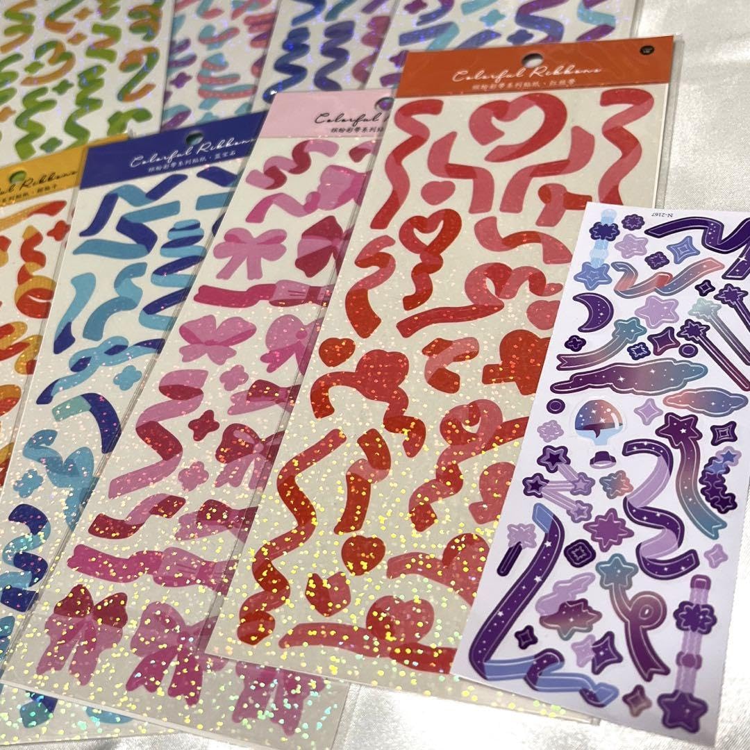 韓国雑貨屋さん　リボンシール　トレカデコ Amazon.co.jp: 韓国 シール リボンシール 11枚セット 売り トレカデコ