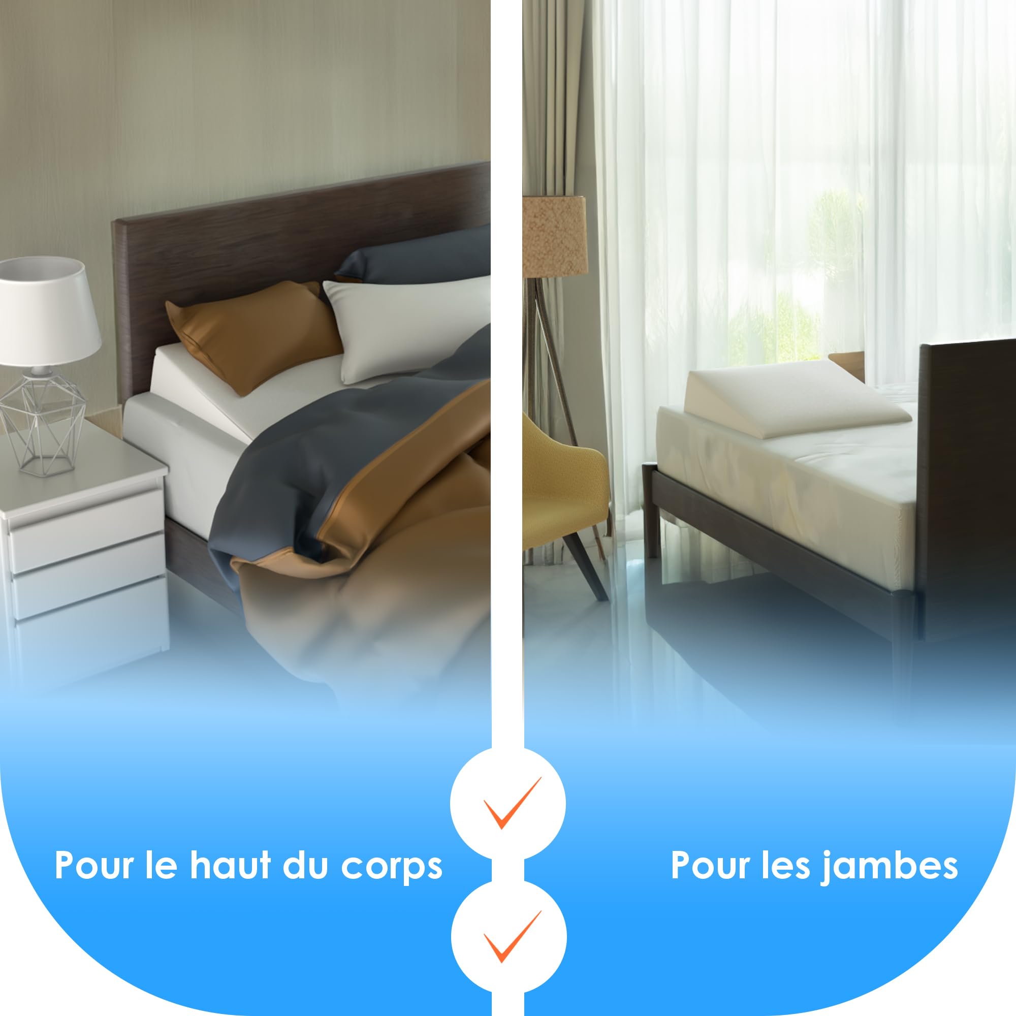 Coussin triangle de lit 80 cm – dormir surélevé, mieux respirer & lecture | Coussin triangle de lit pour dormir surélevé · mieux respirer & estomac apaisé · lecture & dos · housse lavable · OEKO-TEX