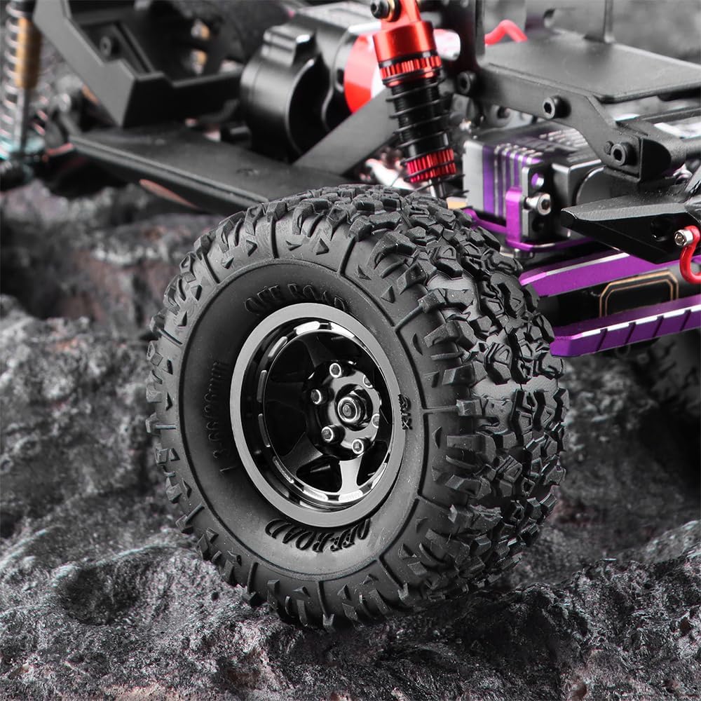GLOBACT 1.3" Beadlock Wheels Offset -3.75mm Aluminum Alloy Wheels for Axial SCX24 AX24 TRX4M Upgrade 1/18 1/24 RC Crawler Parts (Black)