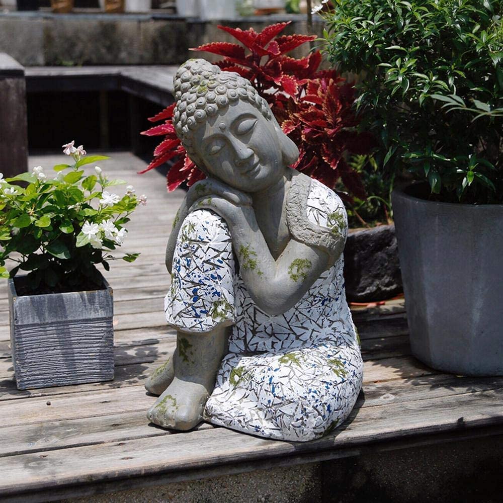 Figurín para jardín,Escultura de Adorno de jardín Escultura de jardín Estatuas al Aire Libre Creative Sleeping Buddha Courtyard Crafts Feng Shui Buddha Garden Ornaments 31 * 47.5CM