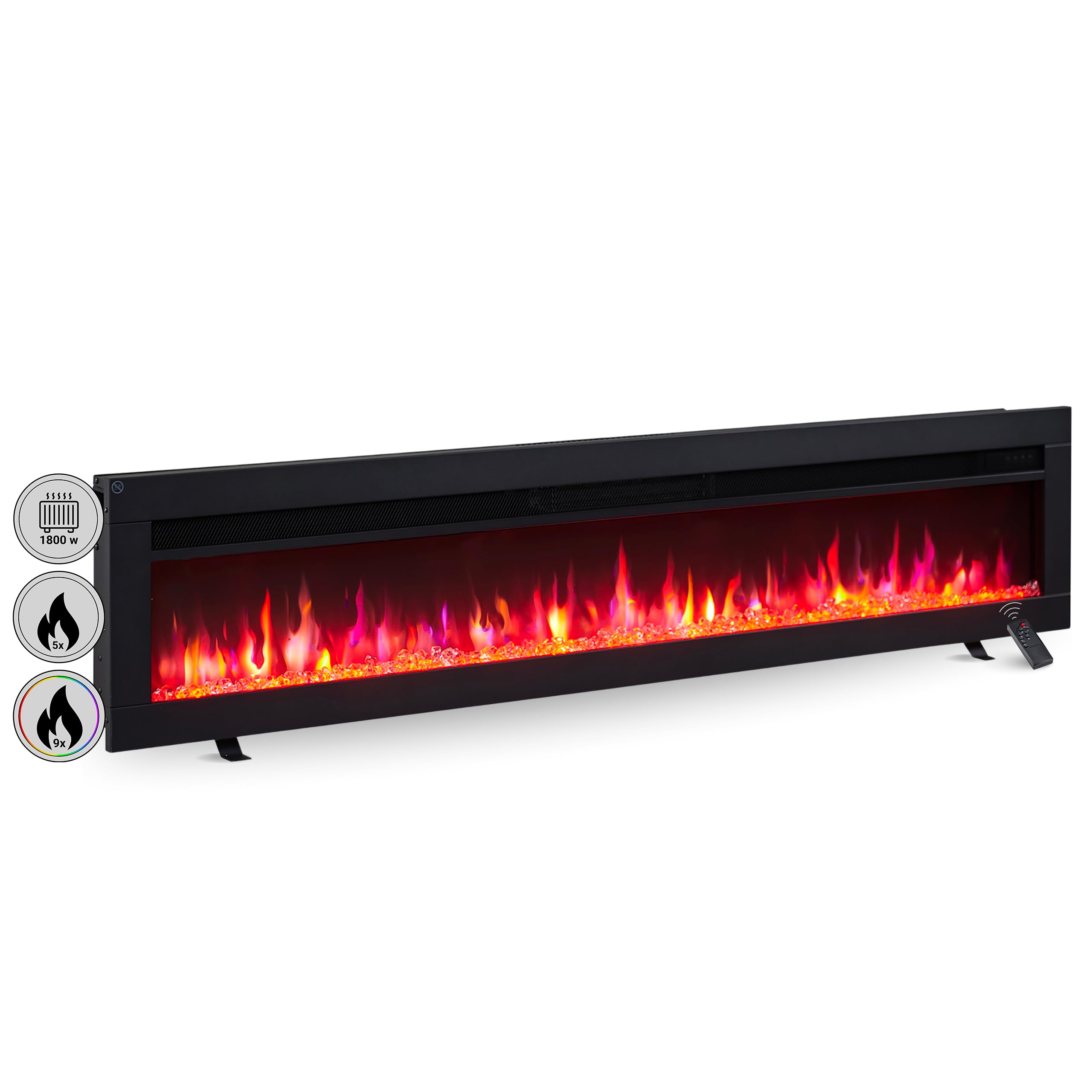BALDERIA Agnes 60 - Chimenea electrica Decorativa de Pared con Efecto Llama 3D y calefaccion