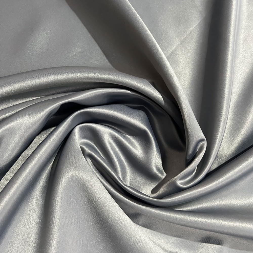 E. U. Fabrics Ltd Silver Eu Fabrics Duchess Satin Polyester Fabric | Bridal Satin Material For Wedding And Prom Dresses | High-Quality Dressmaking Fabric For Drapes, Curtains, And Dancewear (, 1 Metre X 150Cm)