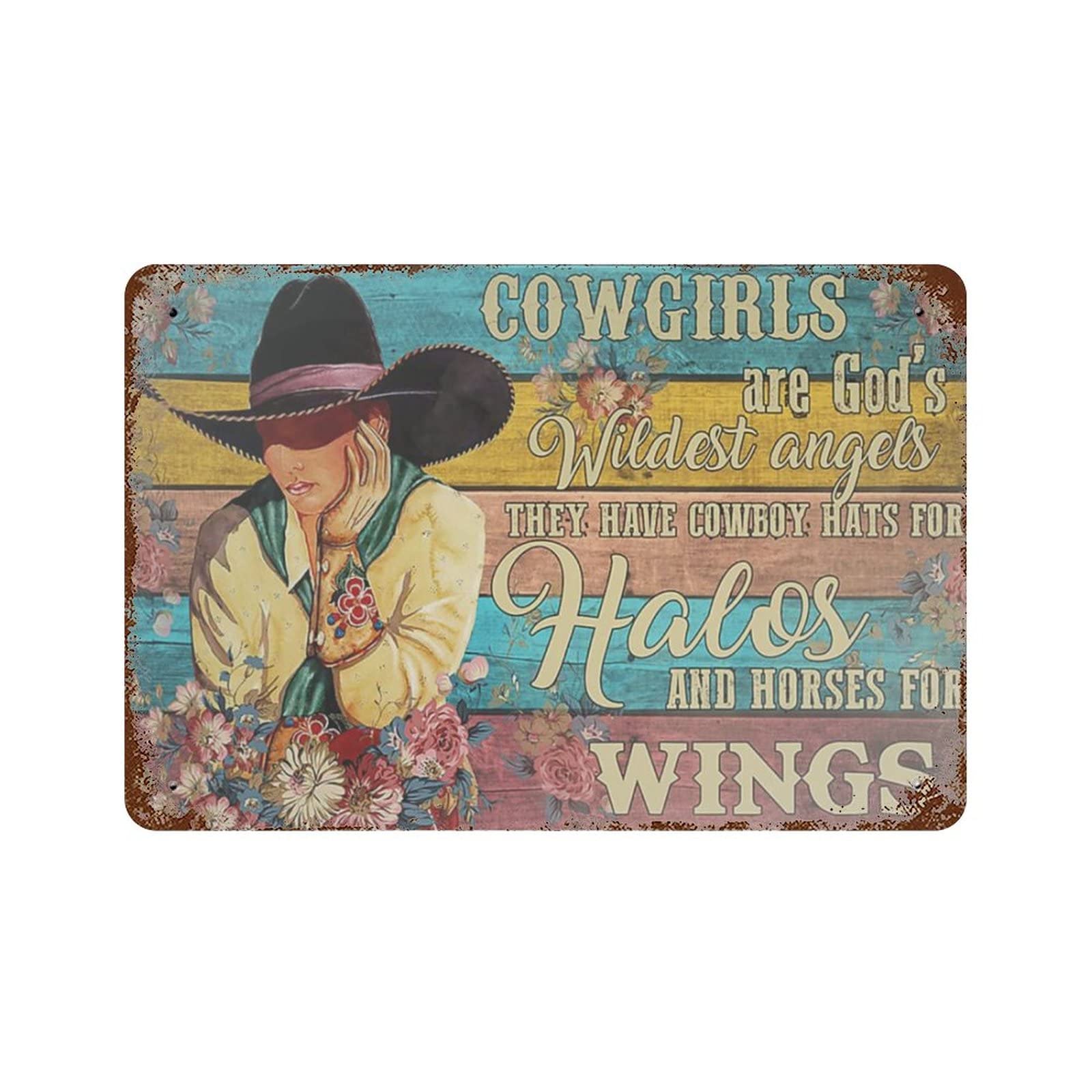 AOOEDM Cowgirls Vintage Metal Sign Tin Sign for Home Bar Pub Kitchen Man Cave Tin Sign Wall Decor Poster Wall Plaque