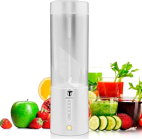 TheraFly Licuadora portátil de 16 onzas, blanco, potente exprimidor eléctrico con asa de transporte para viajes y gimnasio