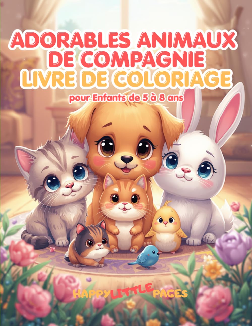 Adorables Animaux de Compagnie – Livre de coloriage: 45 adorables pages de coloriage style kawaii pour enfants de 5 à 8 ans (Happy Little Pages)