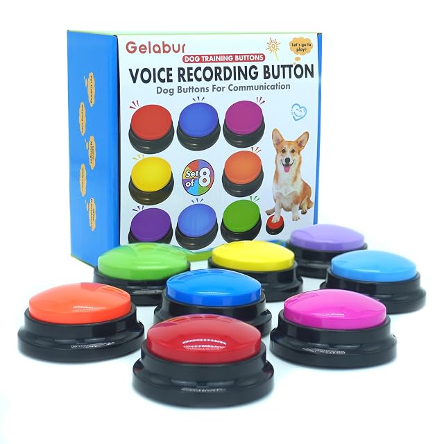 Gelabur Juego de 8 botones de comunicación para perros, botones grabables por voz para aula