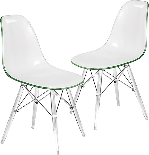 Miniatura 19 de LeisureMod Dover - Silla auxiliar moldeada con patas de acrílico, color rojo transparente Rojo transparente,Claro,Transparente negro,Azul