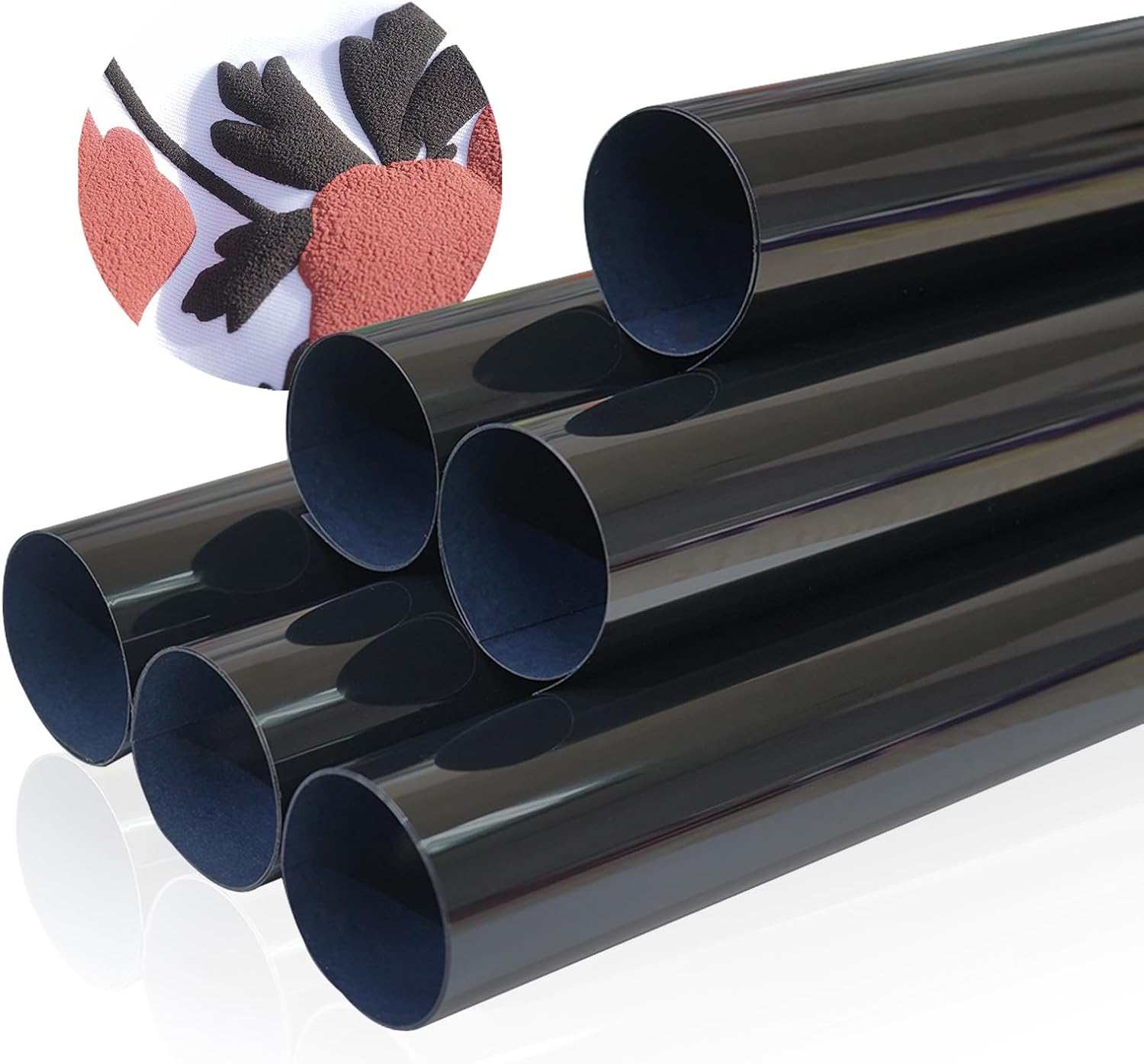 6Pcs Puff Vinyl Heat Transfer, 12x10Inch Black 3D Puff HTV, DIY Iron-on Vinyl for T-Shirts, Easy to Cut and Weed, Compatible with Cricut or Cameo (6 Black Puff)