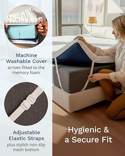 Miniatura 5 de ViscoSoft Cubrecolchón de 4 pulgadas de espuma viscoelástica tamaño individual - Cubrecolchón seleccionado con ventilación de alta densidad - Funda