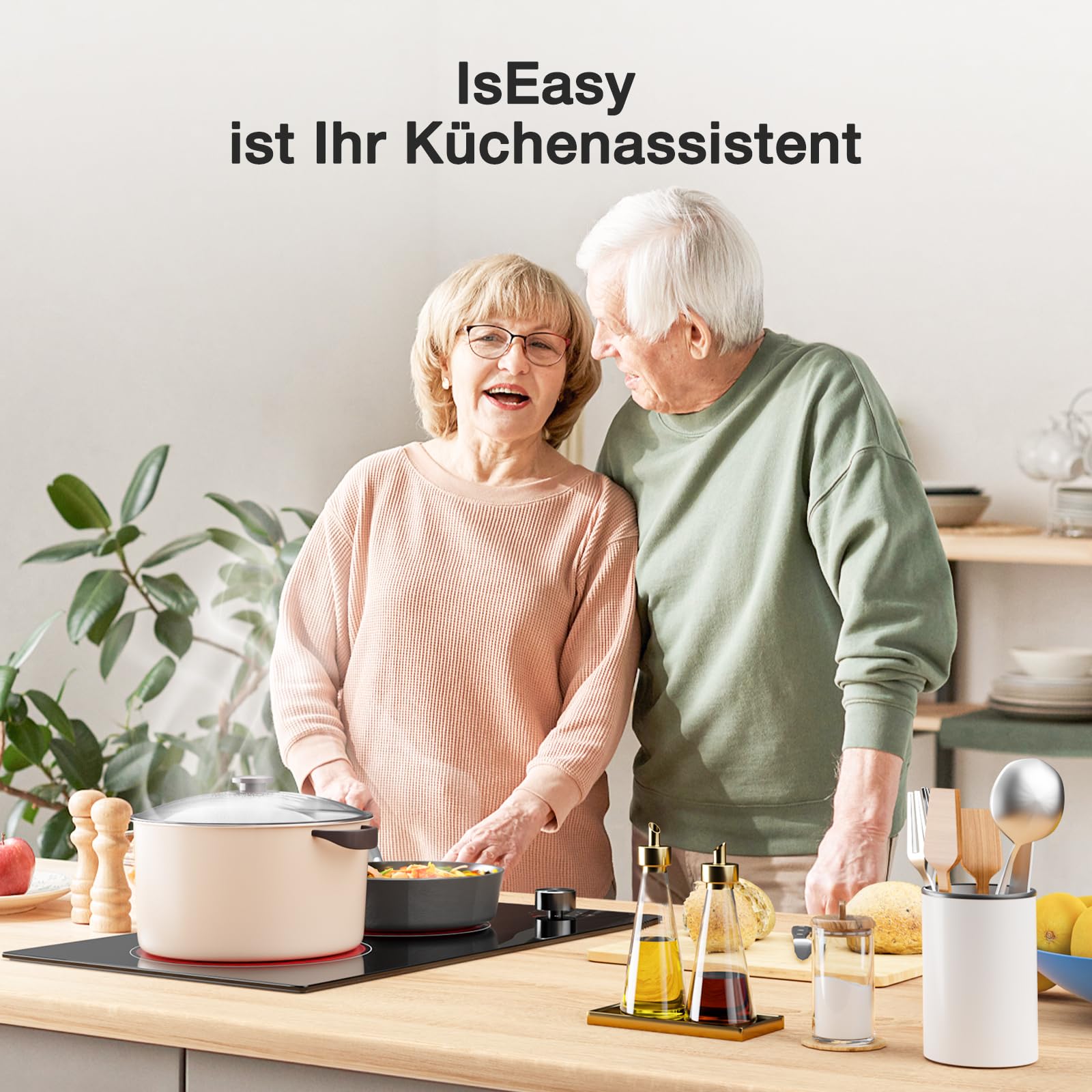 IsEasy Domino Glaskeramikkochfeld 2 Platten 3200W 29.5cm 11 Leistungsstufen Schwarz
