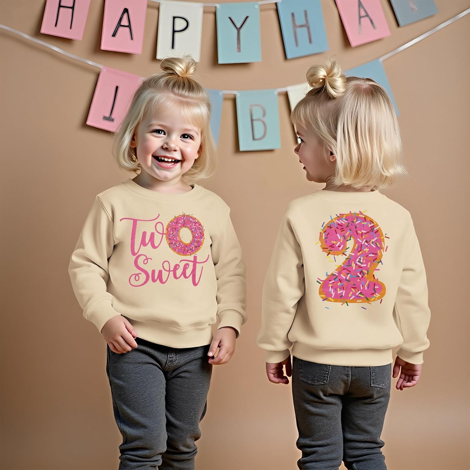 Two Sweet Birthday Outfit Toddler Girls 2nd Birthday Sweatshirt 2 Year Old Girl Second Bday Party Long Sleeve Shirt - Image 5