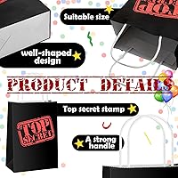 Vista 3 de Lincia 32 bolsas de regalo de fiesta de espía secreto misterioso, agente secreto misterioso, bolsas de papel kraft con asas, temática de espía