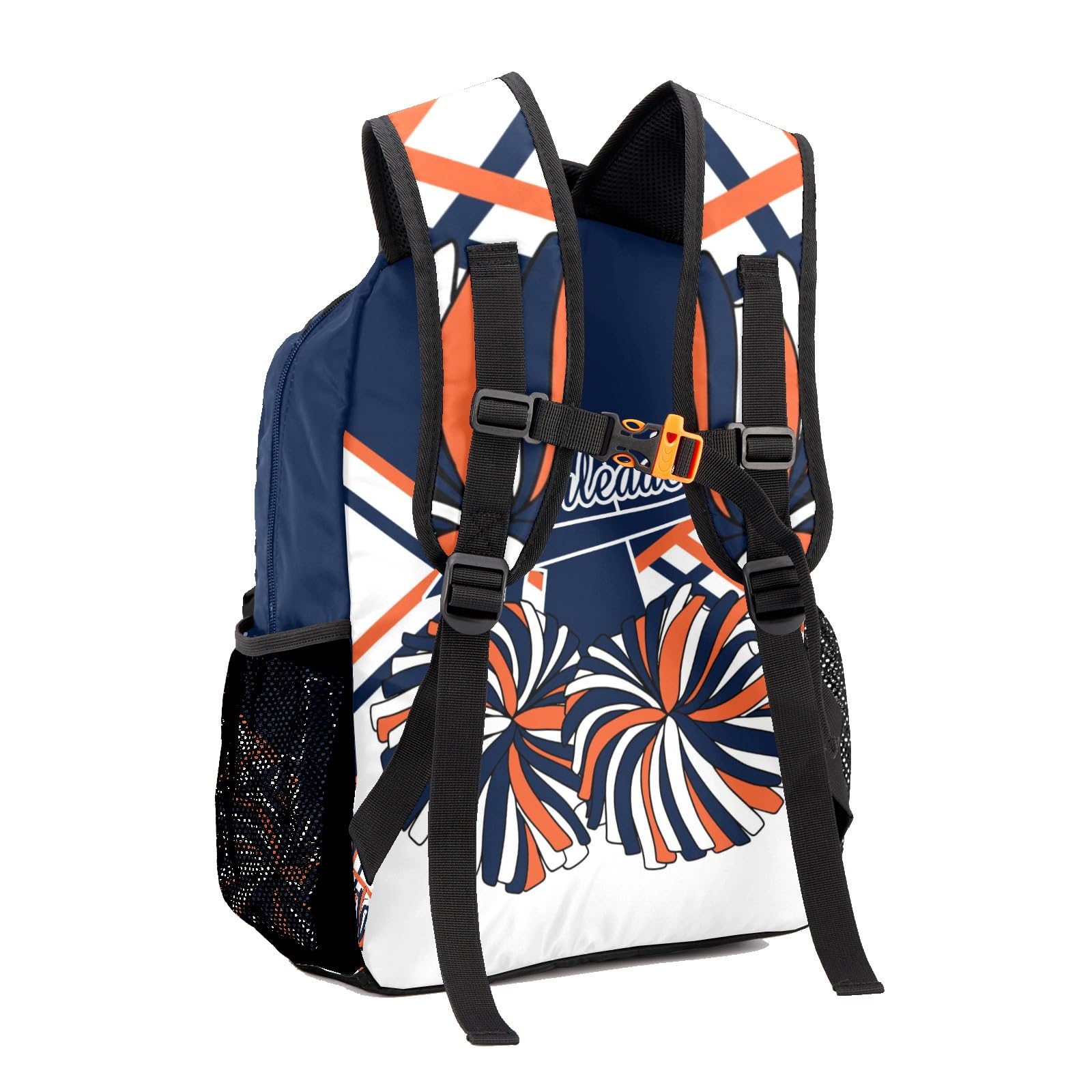 SunFancyCustom Custom Cheer Cheerleader Navy Blue Orange Personalized Causual Shoulder Bag Sports Leisure Camping Backpack for Women Men