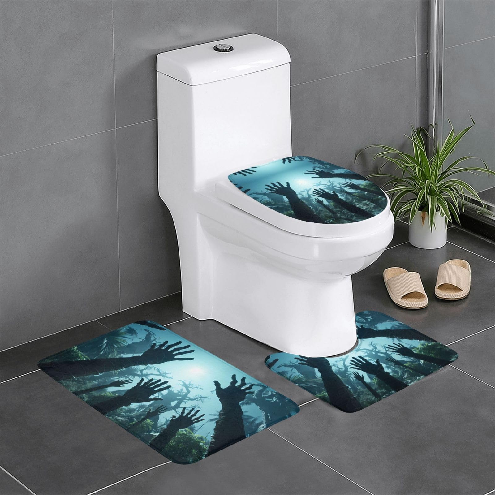 Tapis de bain antidérapants Lot de 3 WHJDPP Deep Woods pour toilette