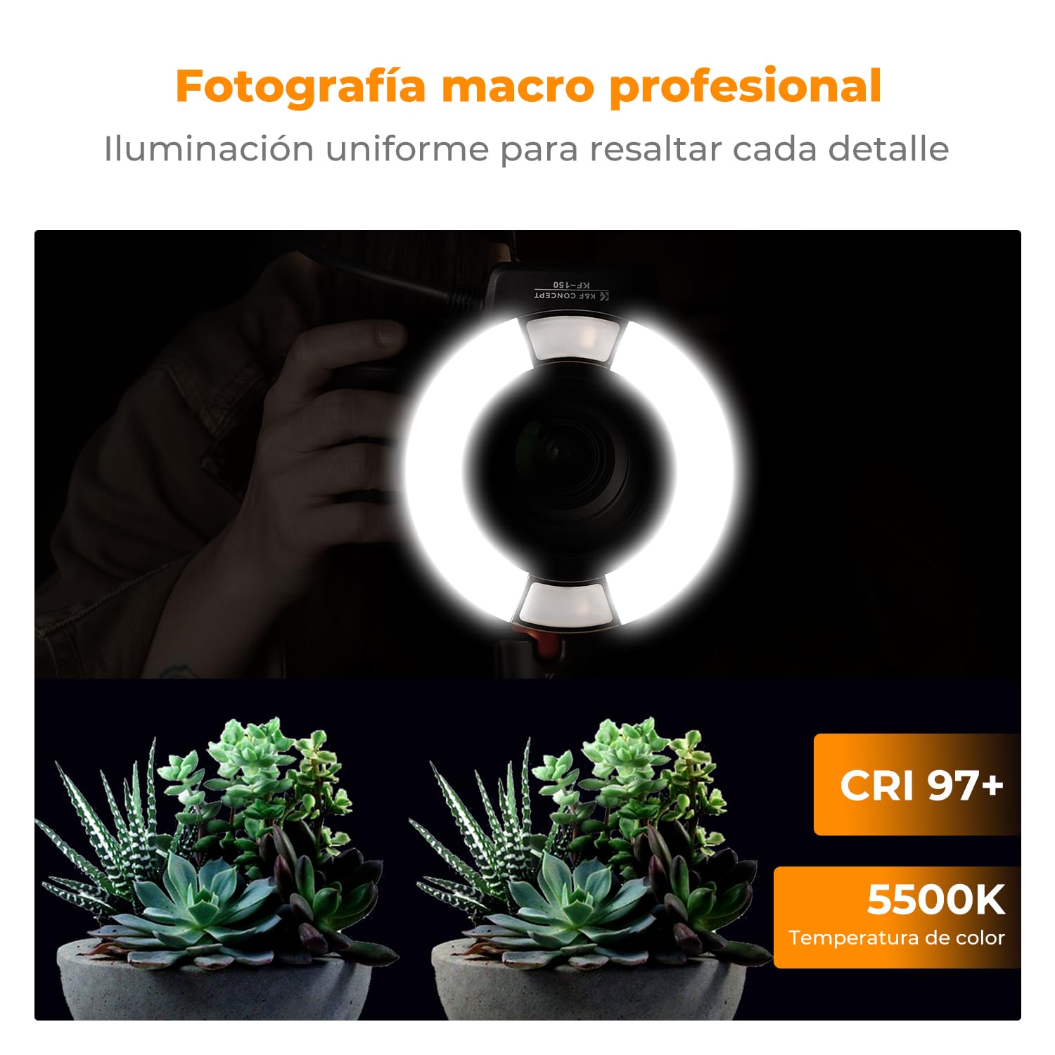 K&F CONCEPT TTL Macro Ring Flash Flash Kit, Compatible con Nikon DSLR GN 14 con Anillo Adaptador de Luz Auxiliar AF