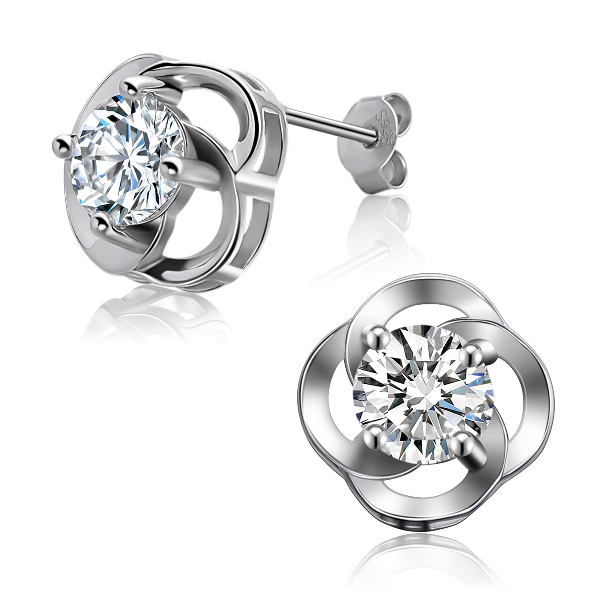 Real Moissanite Stud Earrings,1CT-4CT GRA Certified D Color VVS1 Clarity Brilliant Round Cut Lab Cre