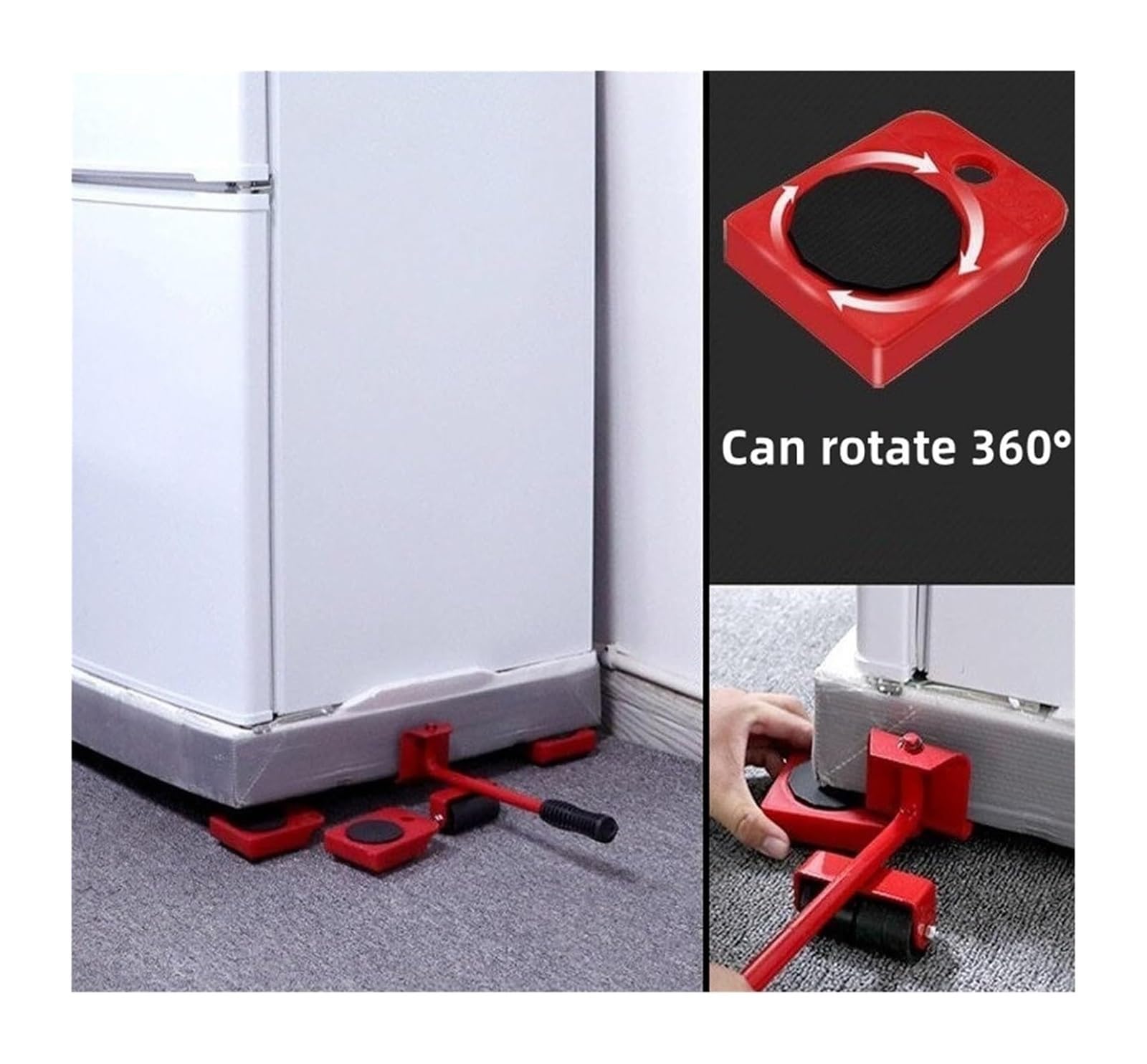 Kit di trasloco per mobili pesanti con rulli e barra di sollevamento, strumento professionale per un facile spostamento di oggetti, rosso, 1 set perfetto per spostare oggetti di grandi dimensioni