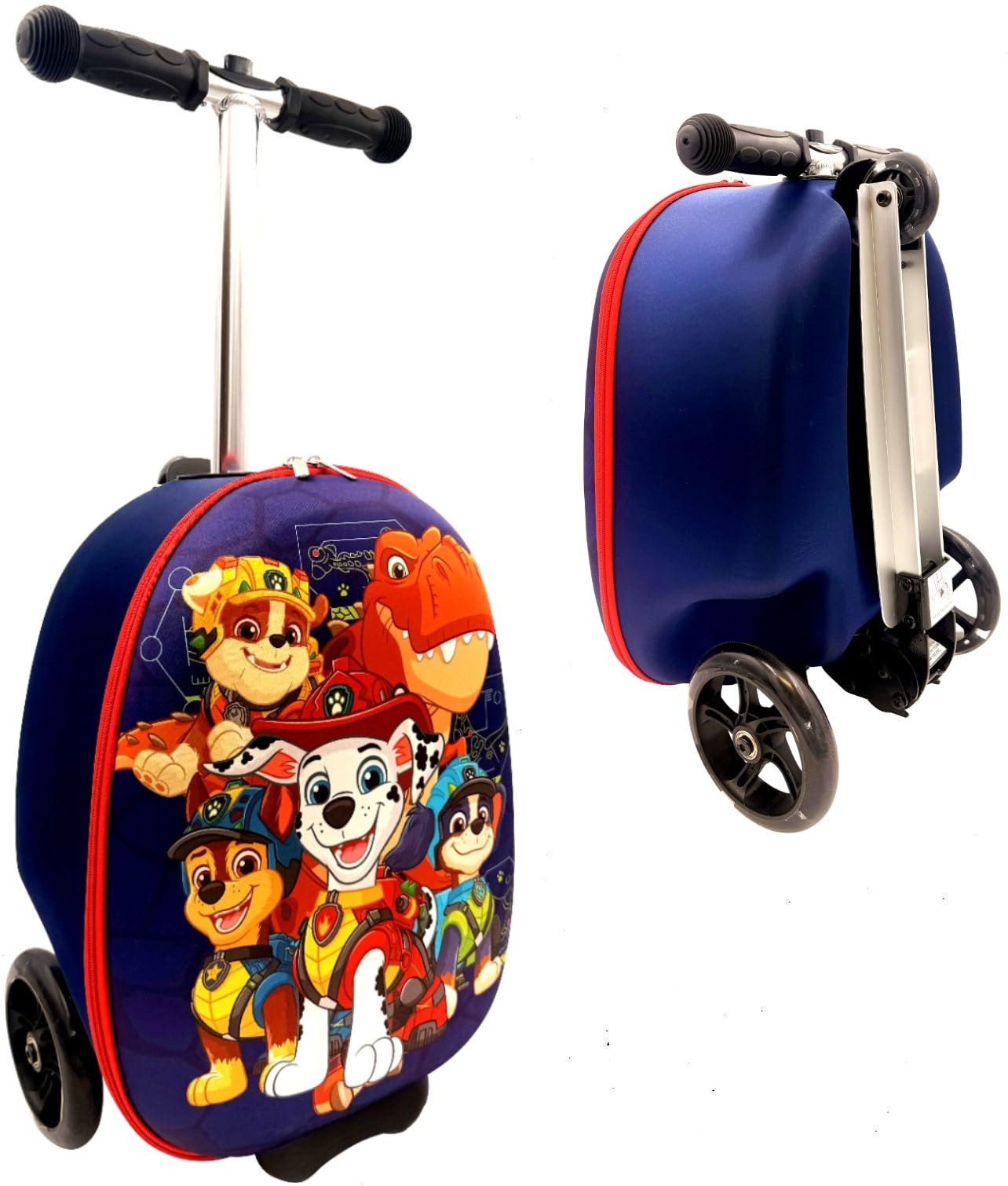 Fast Forward 2-in-1 Kids Scooter Suitcase & Ride-On Carry-On Luggage –Lightweight Carry-On Travel Case with Built-in Kick Scooter (Paw Patrol)