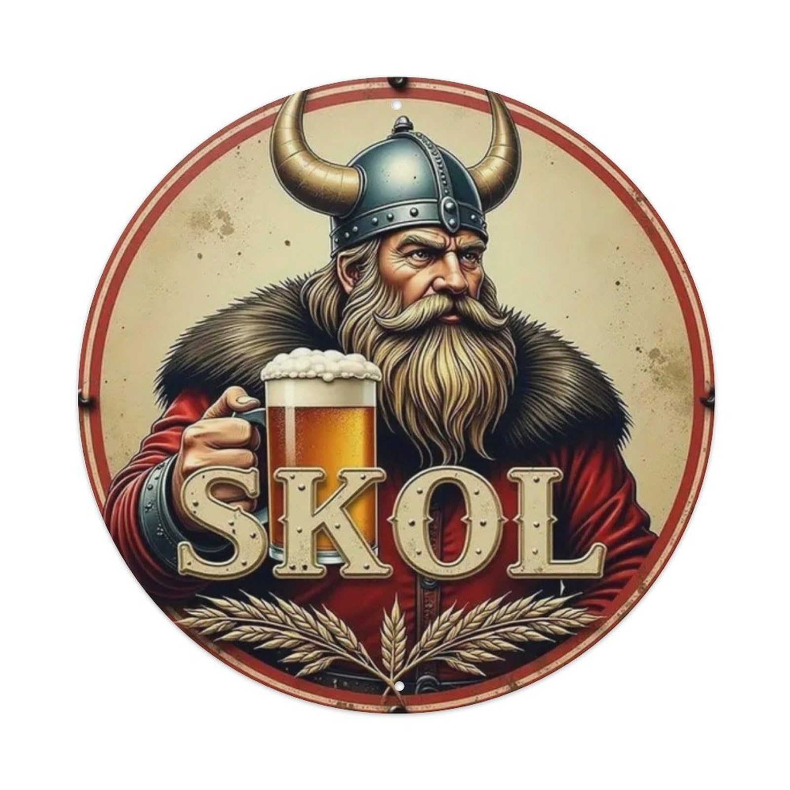 Igtefte Vintage Viking Raising A Glass Of Beer Tin Sign Style Home Bar Garden Wall Plaque Decor Metal Poster 8X8 Inch