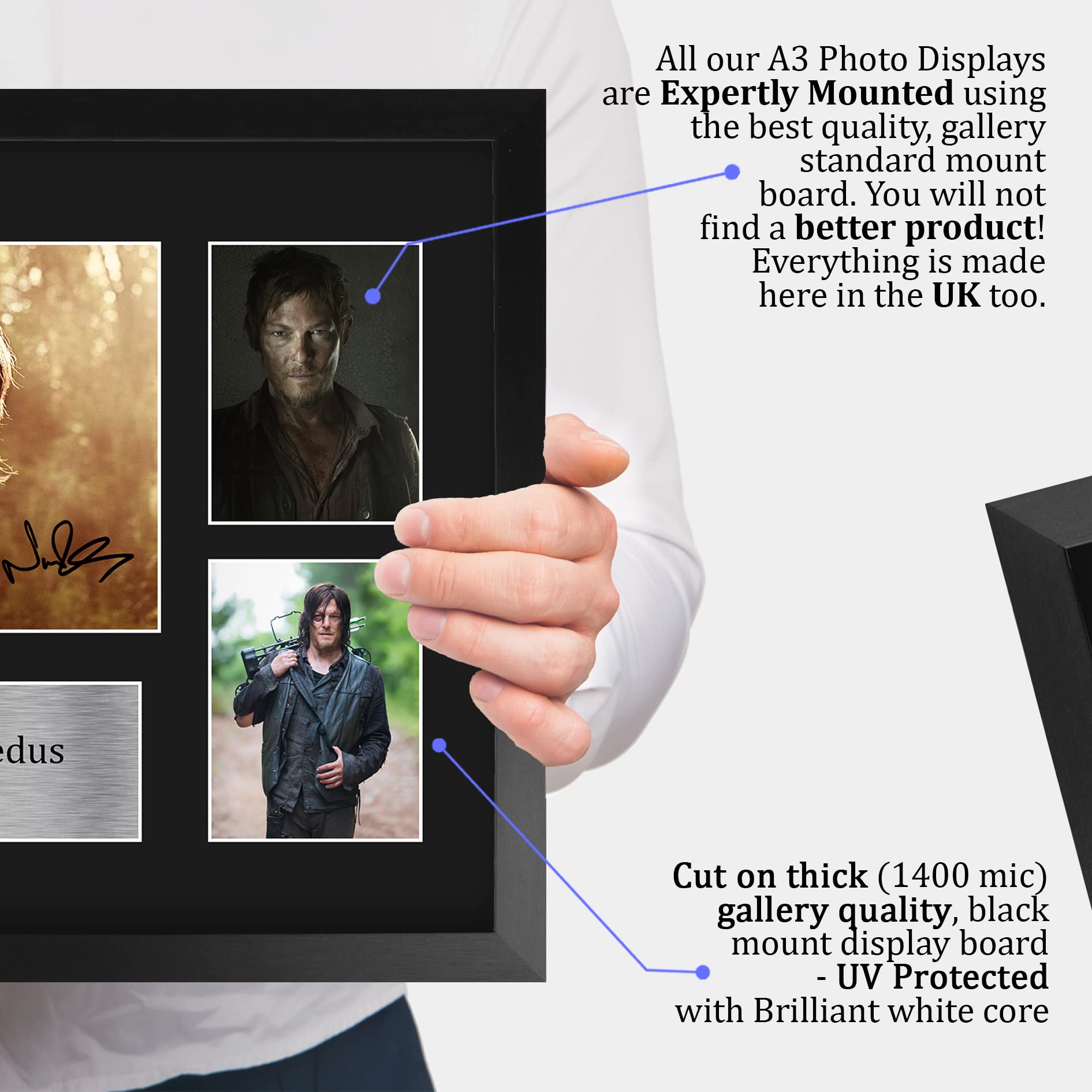HWC Trading FR A3 Norman Reedus Walking Dead Daryl Prezenty Drukowane Podpisane Zdjęcie Z Autografem Dla Fanów Seriali Telewizyjnych - A3 Framed