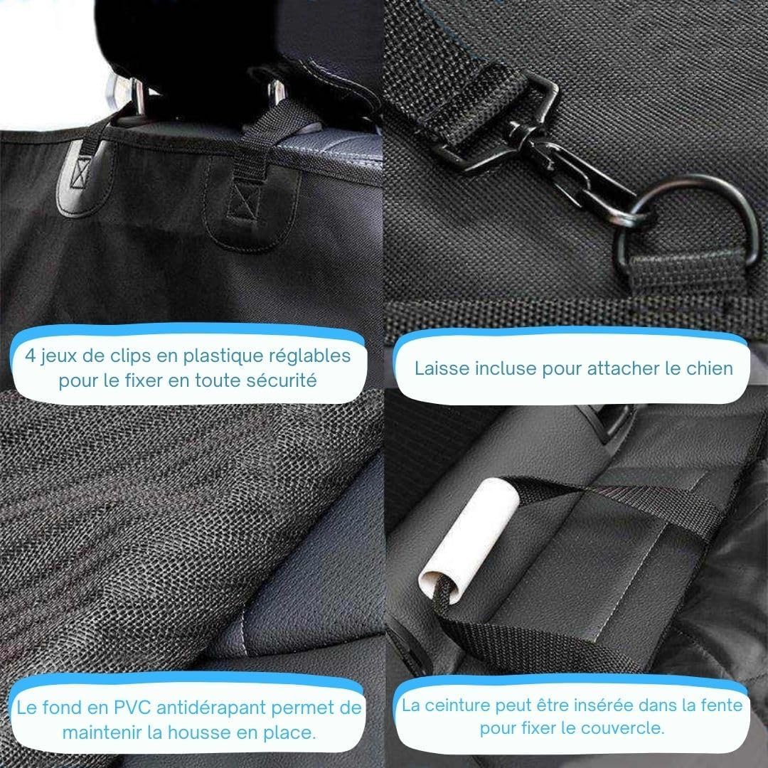 Couverture pour chien pour banquette arrière de voiture – Protection de coffre, siège imperméable pour chien avec protection latérale, couverture de voiture antidérapante, laisse pour chien,