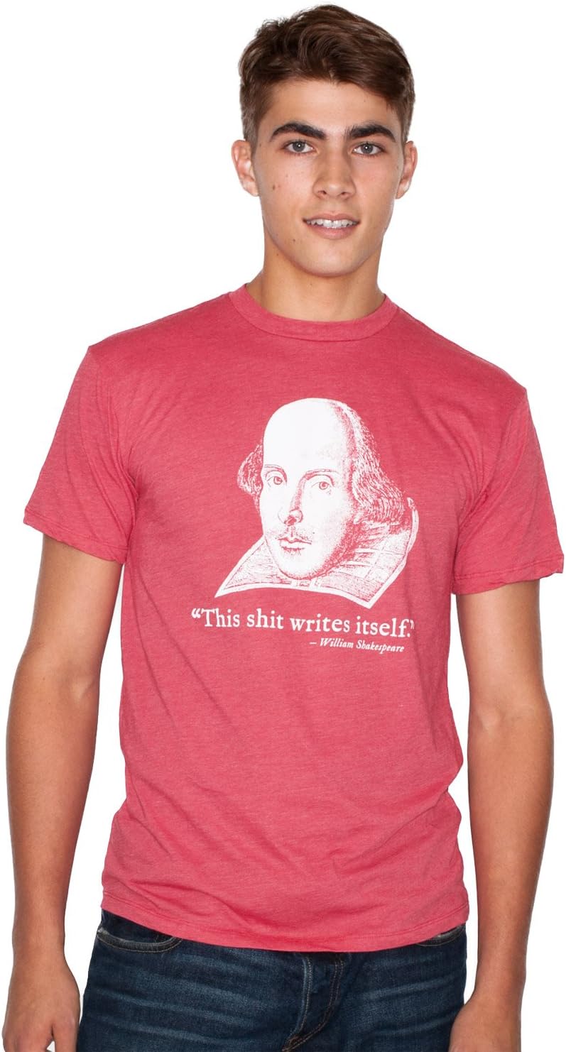 Headline Shirts Men's Red This Shit Writes Itself Shakespeare Funny T-Shirt