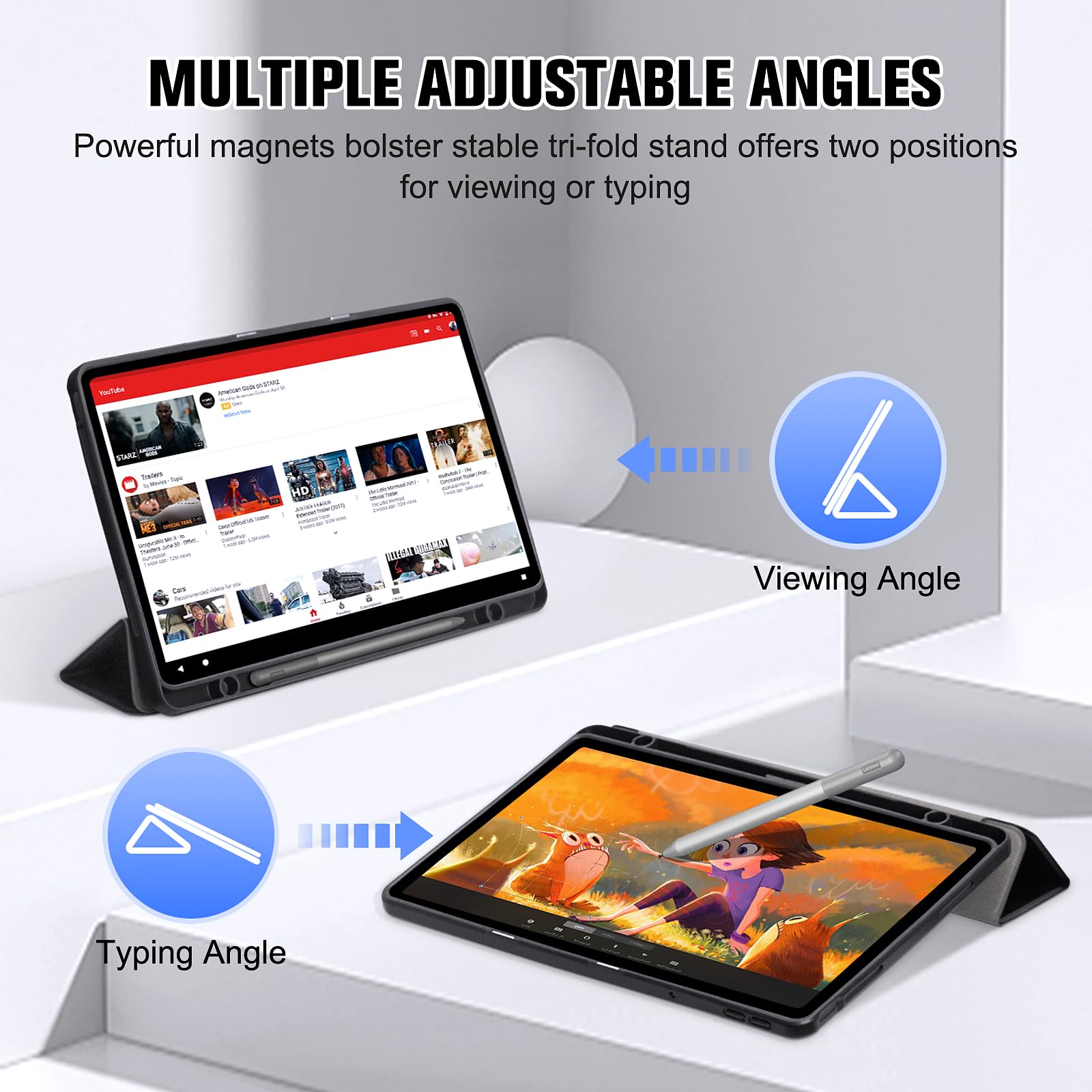 DLveer Cover per Lenovo Tab M11 11 Pollici con Porta Penna - Ultra Sottile Smart Cover Morbida in TPU con Supporto,Funzione Auto Svegliati/Sonno,Custodia Per Lenovo Tab M11 11'' TB330FU/TB330XU,Nero
