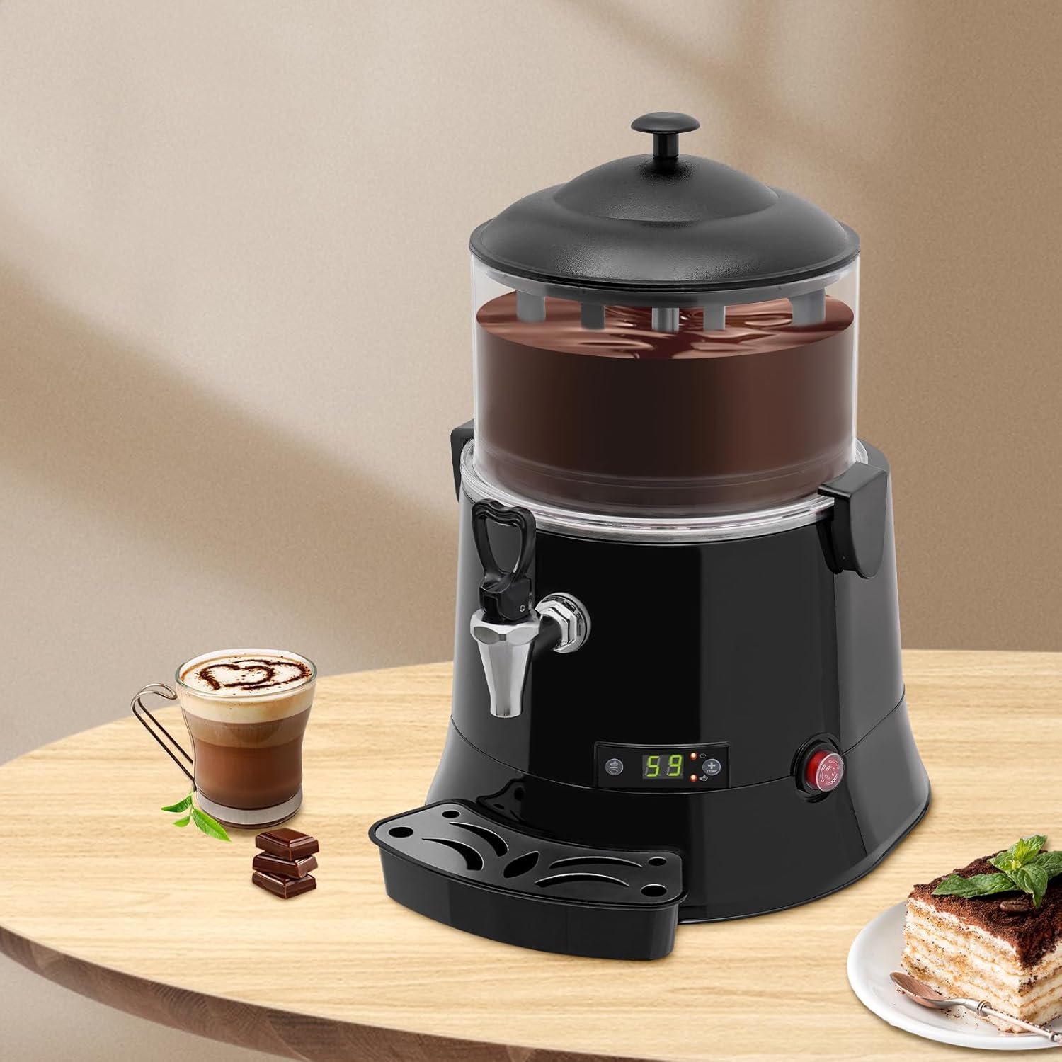 Electric Chocolate Melting Machine, Chocolate Heating and Mixing Machine, Commercial Hot Chocolate Maker Temperature Adjustable for Home Latte Cappuccino, Hot Chocolate